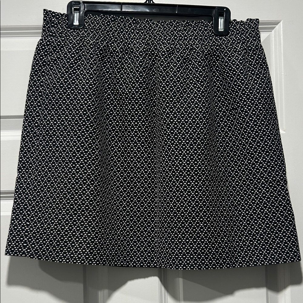 J. Crew Black and White Patterned A-Line Skirt